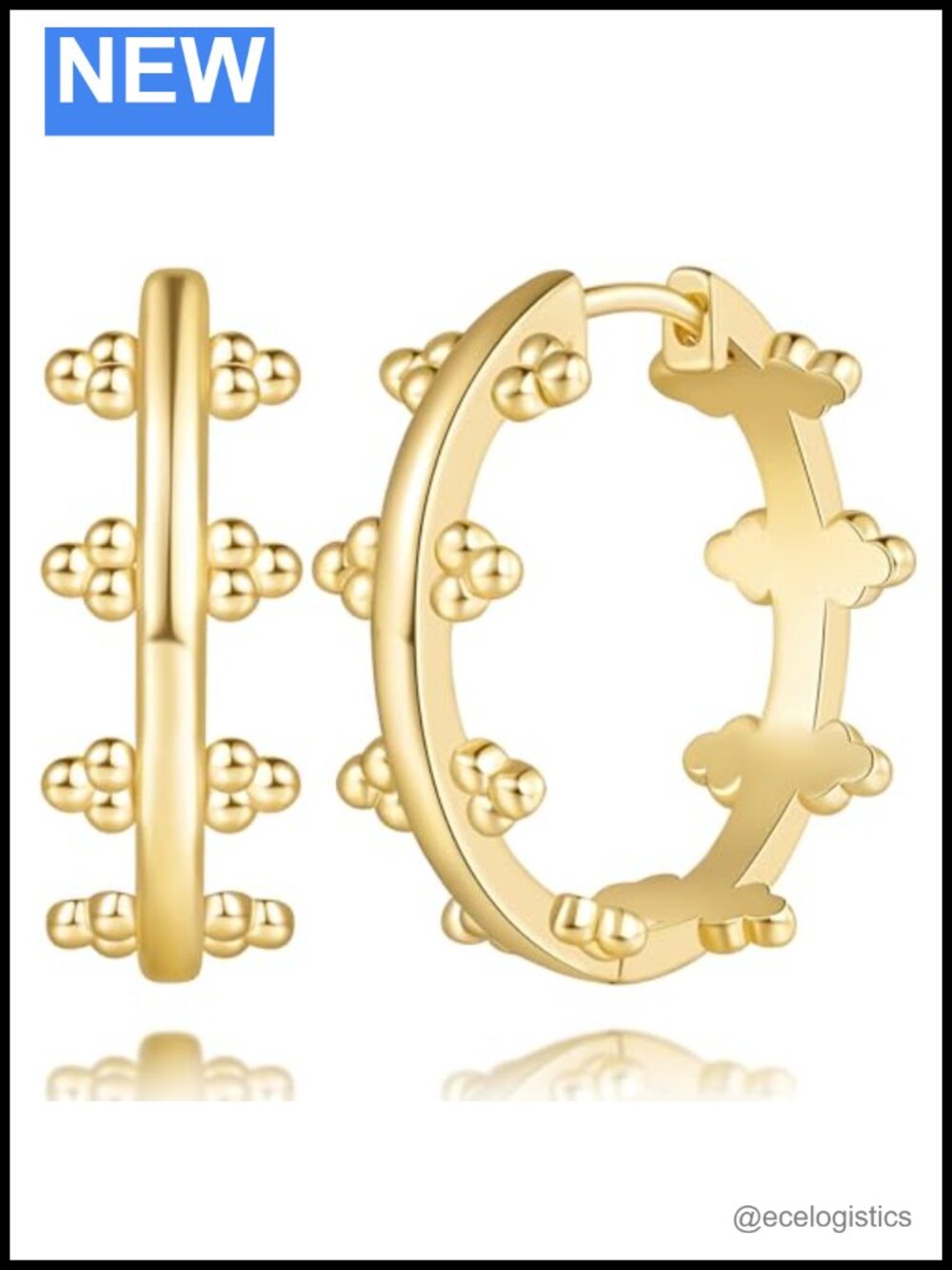 14K Gold Plated Hoop Earrings 25mm Vintage Relief Texture Classic